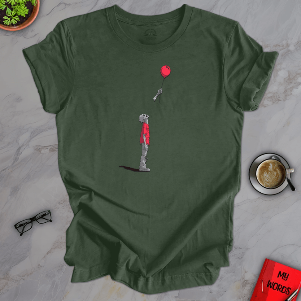 Personalized Graphics Zombie Red Balloon Premium T-Shirt Heather Forest / XS