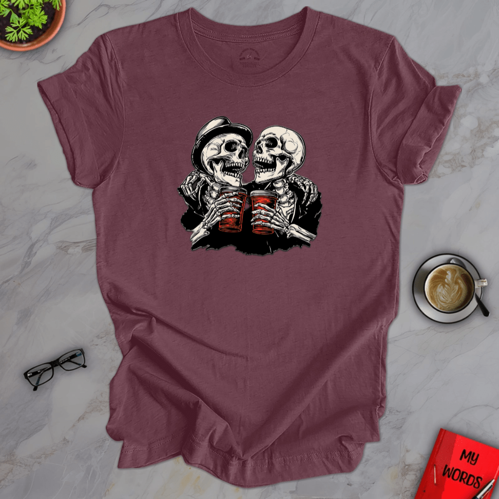 Personalized Graphics Skeleton Pals Premium T-Shirt Heather Maroon / XS