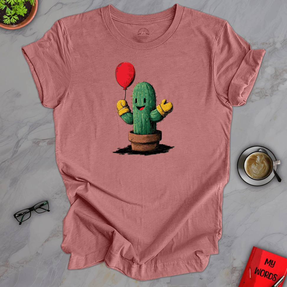 Personalized Graphics Cactus Holding Balloon Premium T-Shirt Heather Mauve / XS