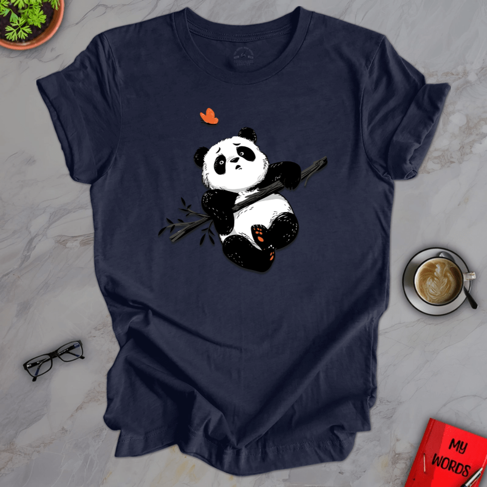 Personalized Graphics Panda & Butterfly Premium T-Shirt Heather Midnight Navy / XS