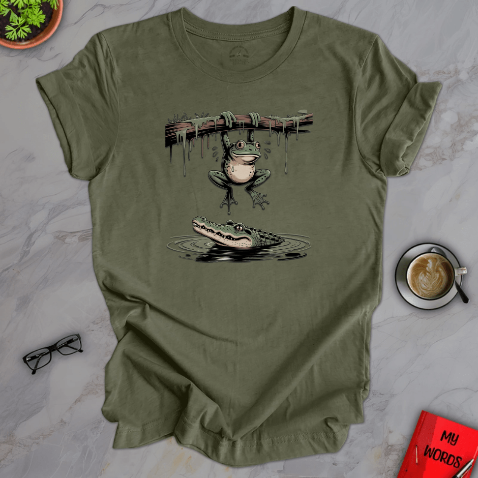 Personalized Graphics Frog and Alligator Premium T-Shirt Heather Military Green / XS