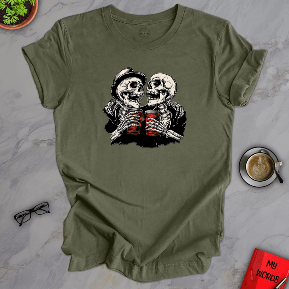 Personalized Graphics Skeleton Pals Premium T-Shirt Heather Military Green / XS