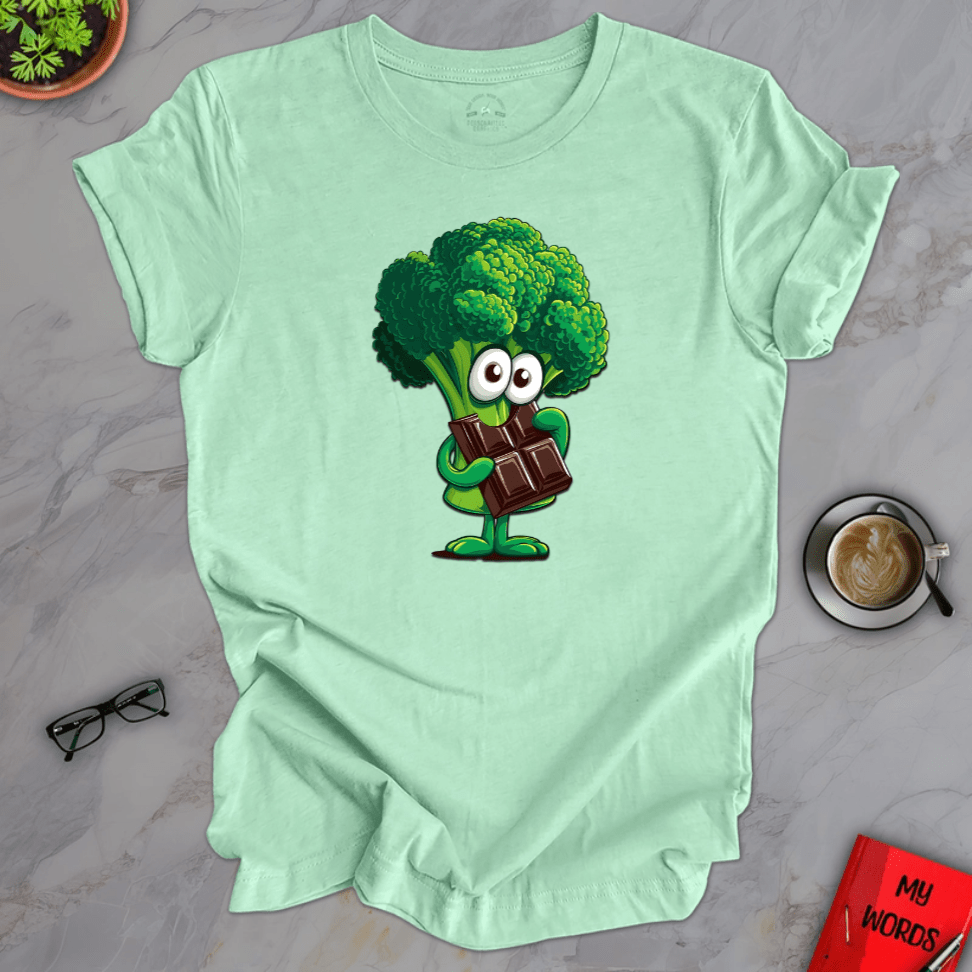 Personalized Graphics Broccoli Eating Chocolate Premium T-Shirt Heather Mint / XS