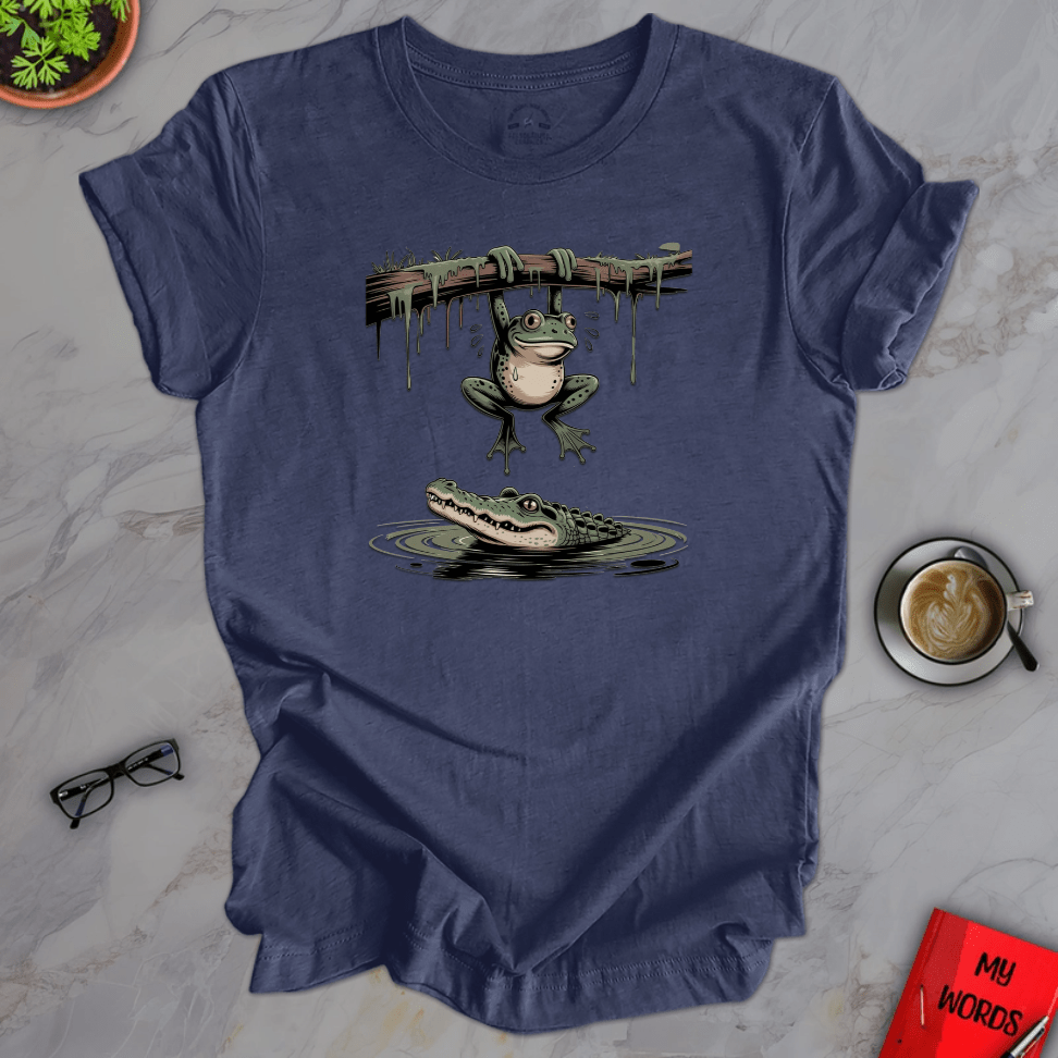 Personalized Graphics Frog and Alligator Premium T-Shirt Heather Navy / XS