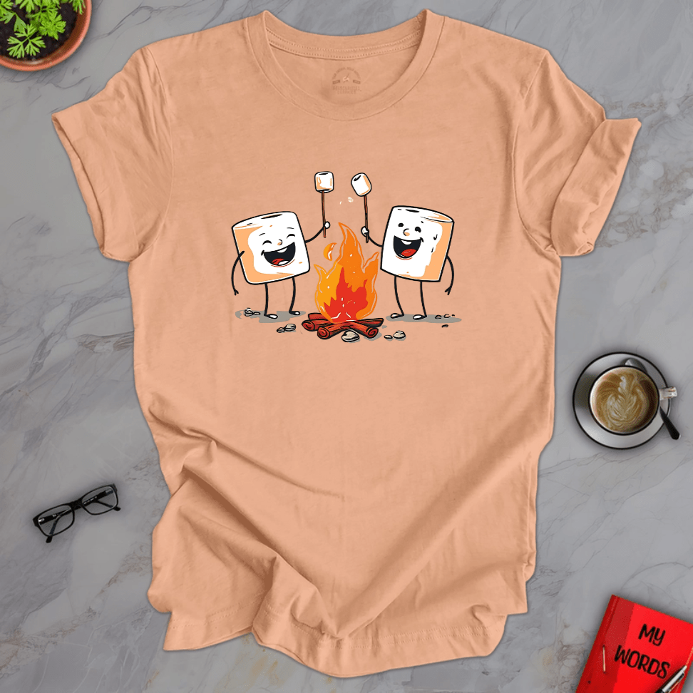 Personalized Graphics Marshmallow Roast Premium T-Shirt Heather Peach / XS