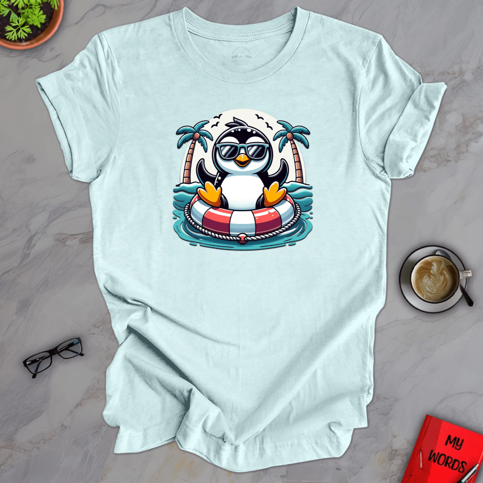Personalized Graphics Penguin Tubing Premium T-Shirt Heather Prism Ice Blue / XS