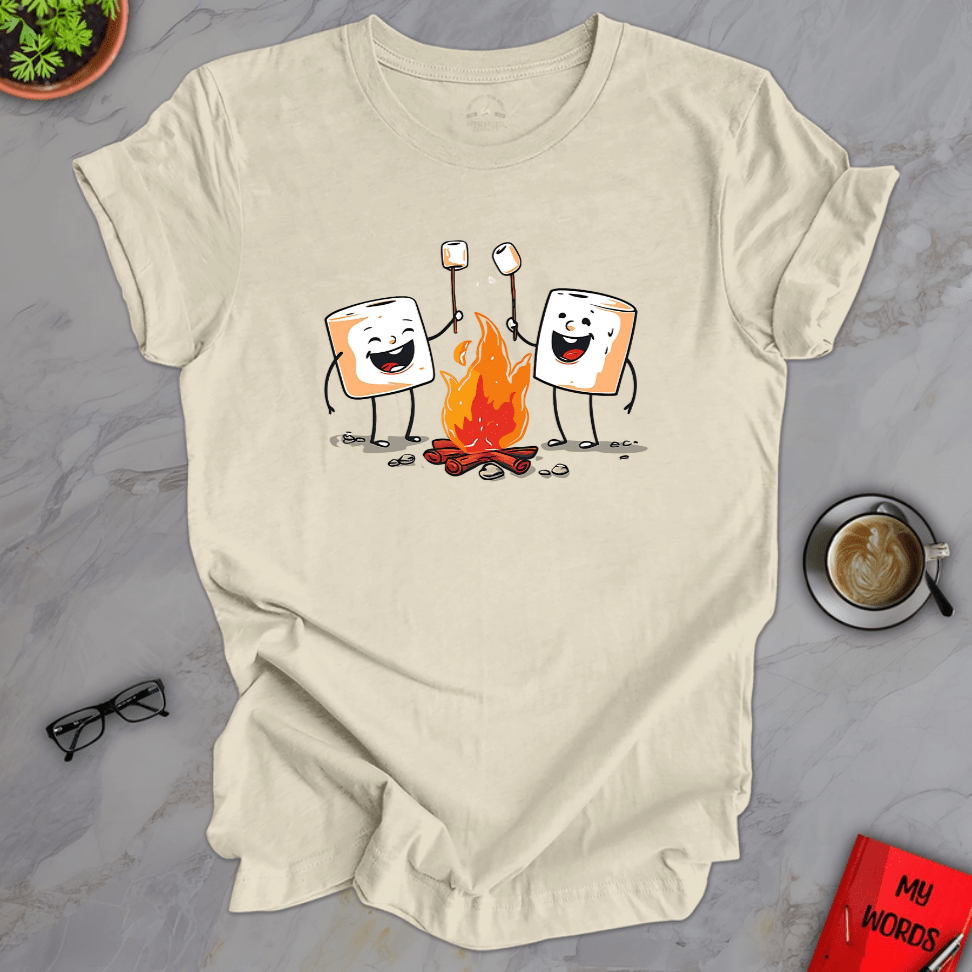 Personalized Graphics Marshmallow Roast Premium T-Shirt Heather Prism Natural / XS