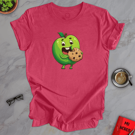 Personalized Graphics Apple Eating Cookie Premier T-Shirt Heather Raspberry / XS