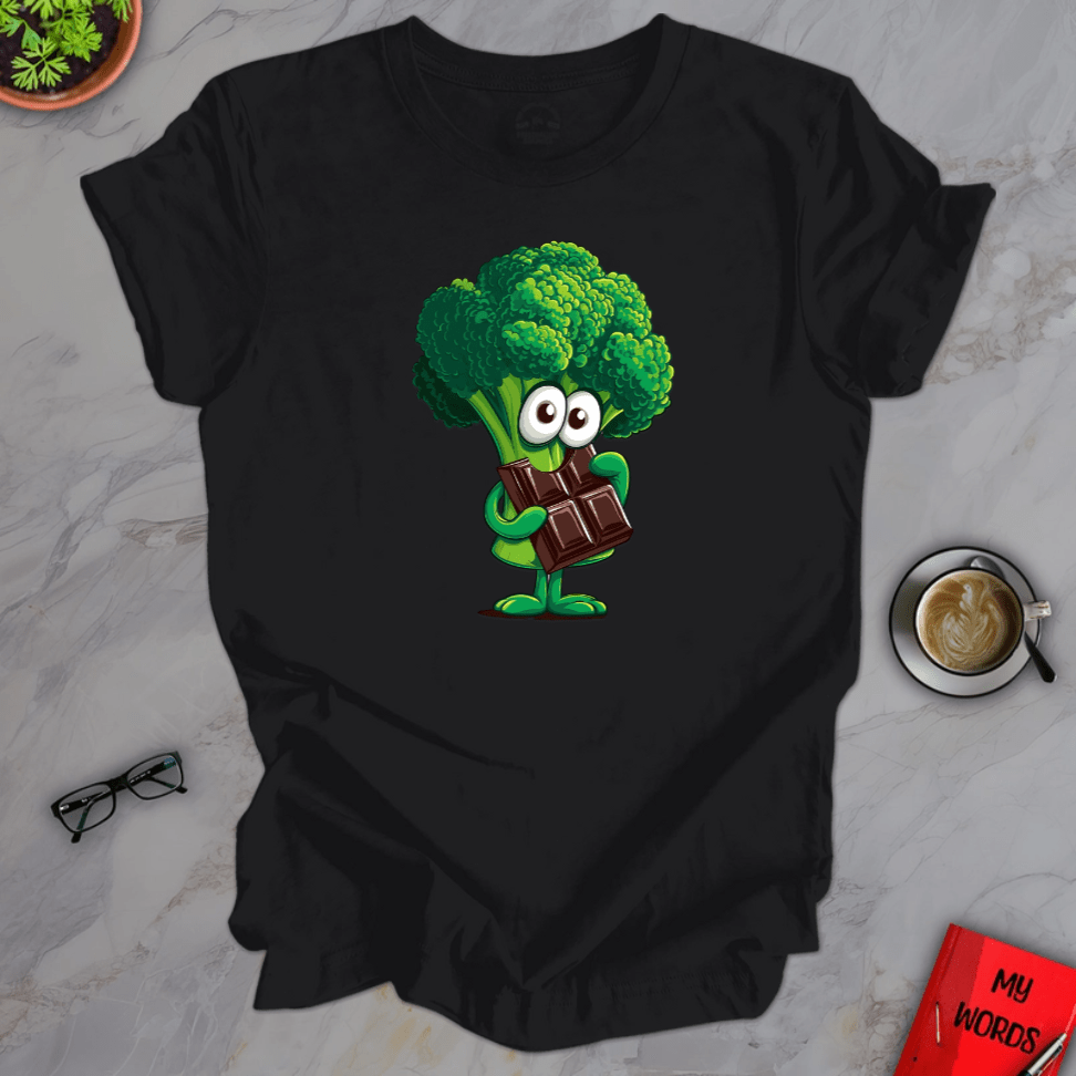 Personalized Graphics Broccoli Eating Chocolate Premium T-Shirt Solid Black Blend / XS