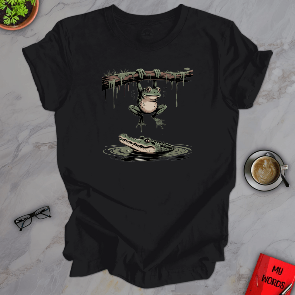 Personalized Graphics Frog and Alligator Premium T-Shirt Solid Black Blend / XS