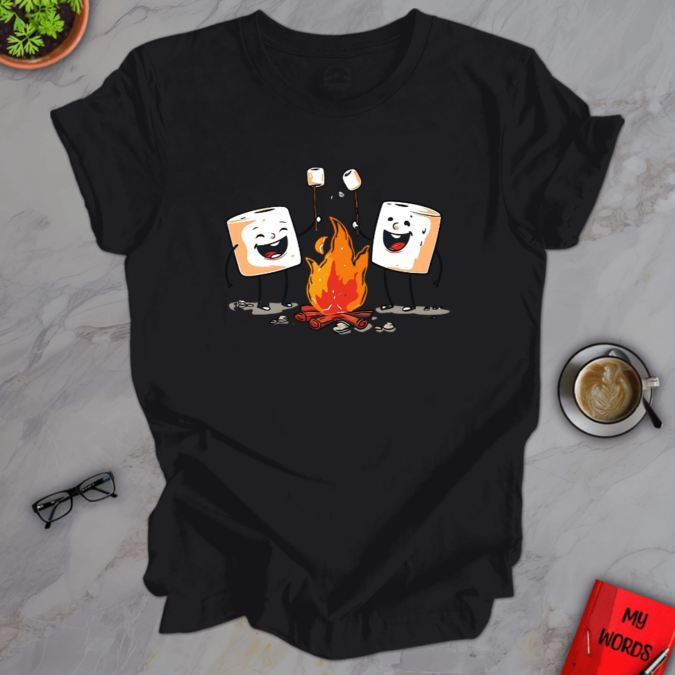 Personalized Graphics Marshmallow Roast Premium T-Shirt Solid Black Blend / XS