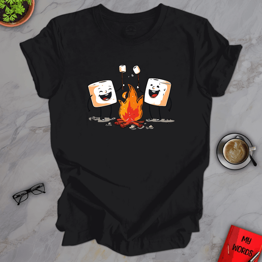 Personalized Graphics Marshmallow Roast Premium T-Shirt Solid Black Blend / XS