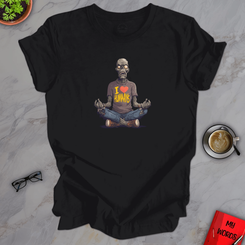 Personalized Graphics Yoga Zombie Premium T-Shirt Solid Black Blend / XS