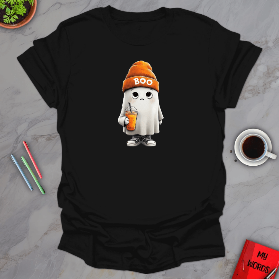 Personalized Graphics Boo Beanie Ghost T-Shirt Black / S