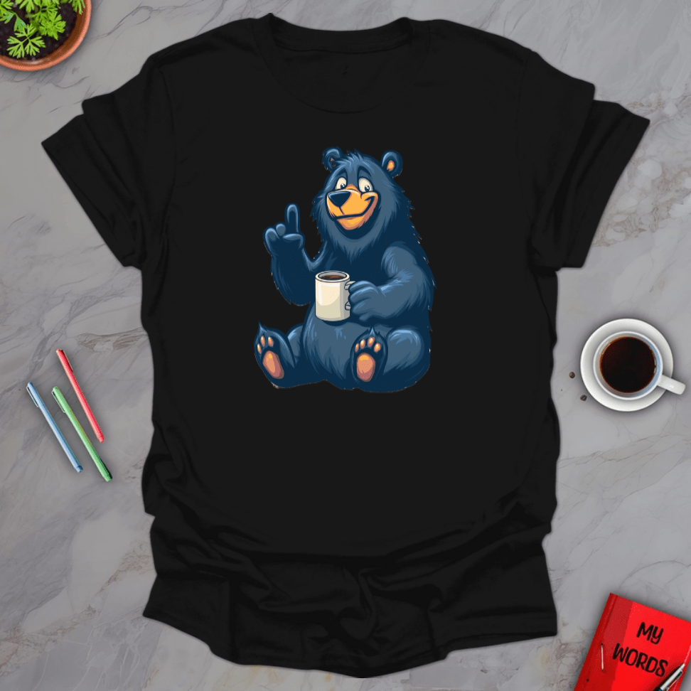 Personalized Graphics Coffee Bear T-Shirt Black / S