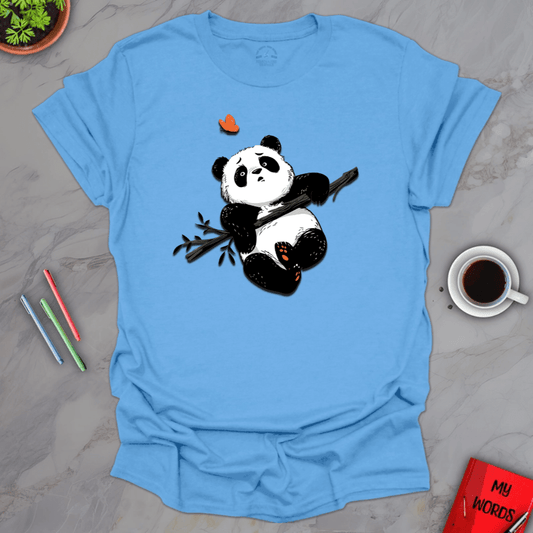 Personalized Graphics Panda & Butterfly T-Shirt Carolina Blue / S