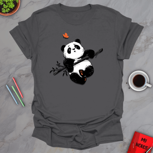 Personalized Graphics Panda & Butterfly T-Shirt Charcoal / S