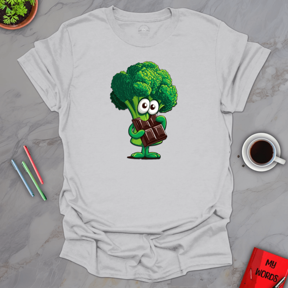 Personalized Graphics Broccoli Eating Chocolate T-Shirt Ice Grey / S