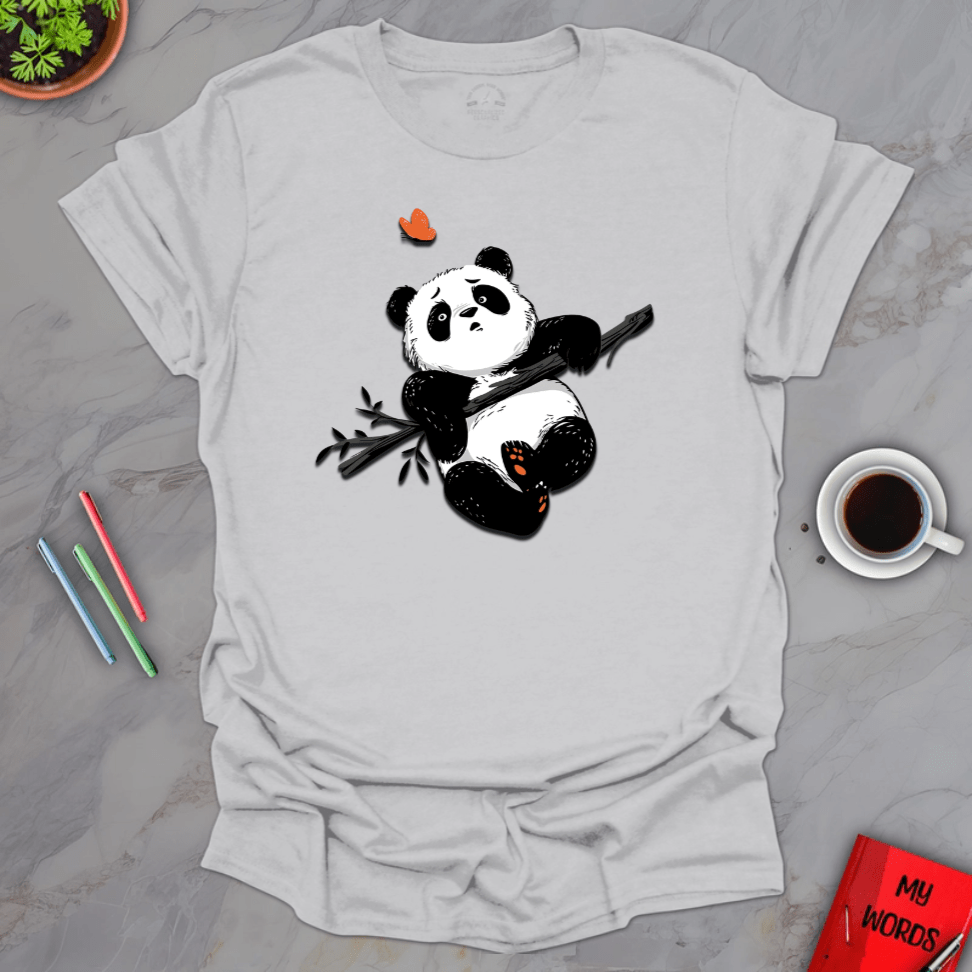 Personalized Graphics Panda & Butterfly T-Shirt Ice Grey / S
