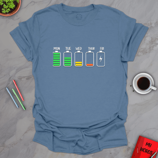 Personalized Graphics Battery Life T-Shirt Indigo Blue / S