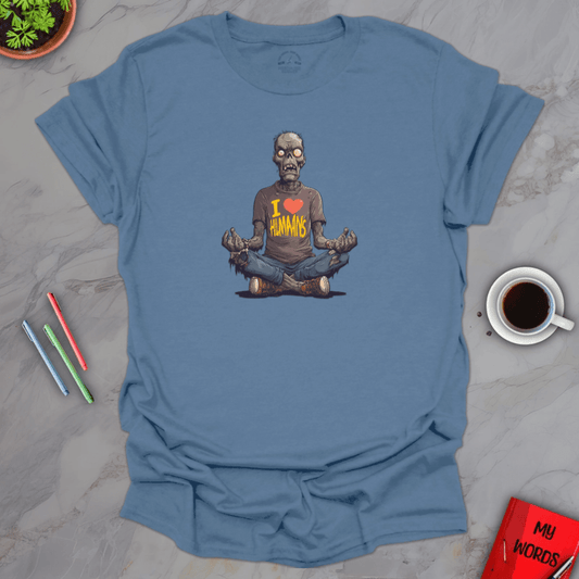 Personalized Graphics Yoga Zombie T-Shirt Indigo Blue / S