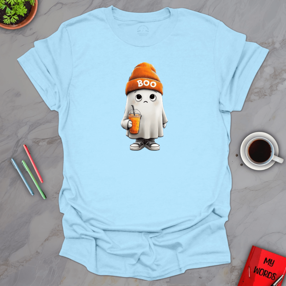 Personalized Graphics Boo Beanie Ghost T-Shirt Light Blue / S