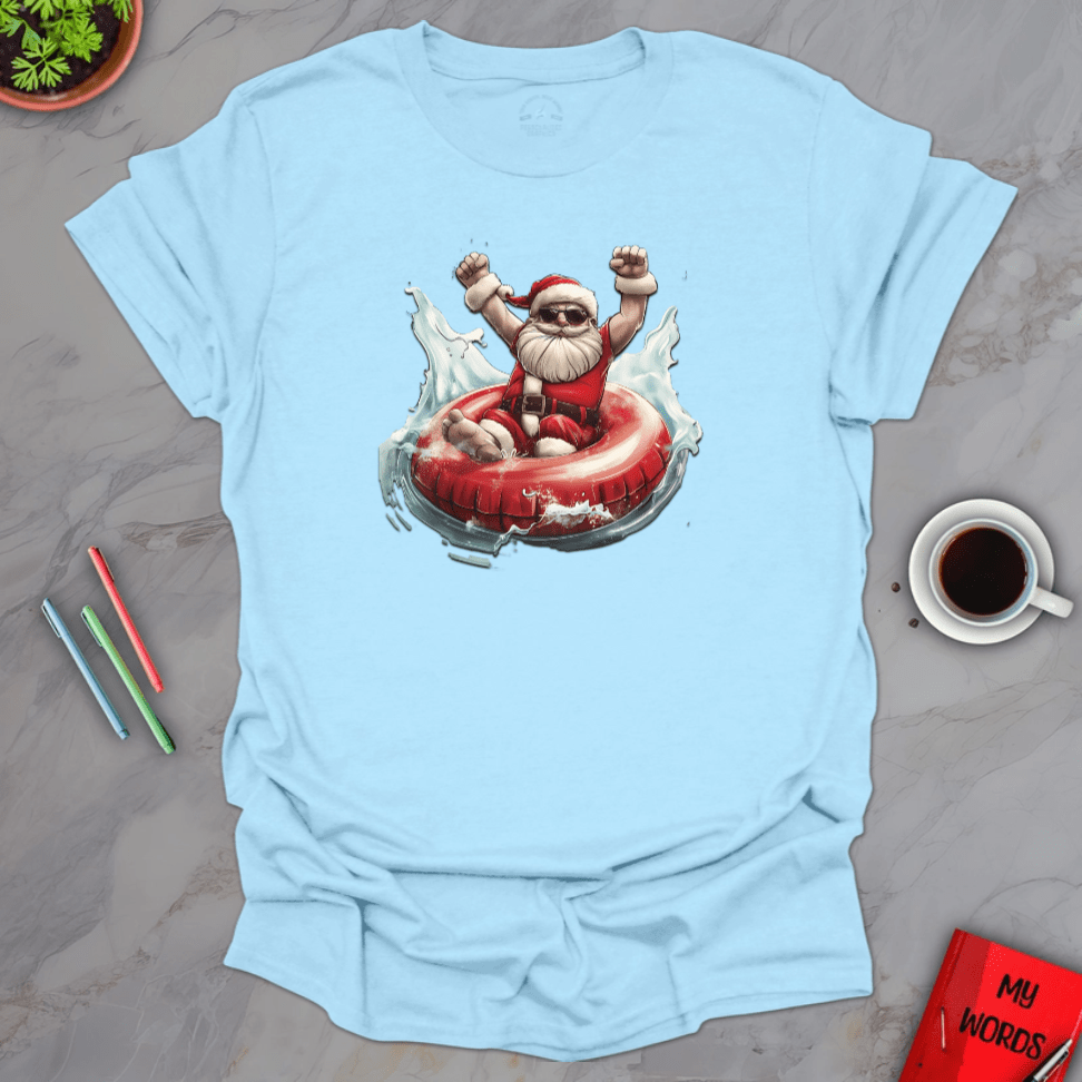 Personalized Graphics Santa Tubing T-Shirt Light Blue / S
