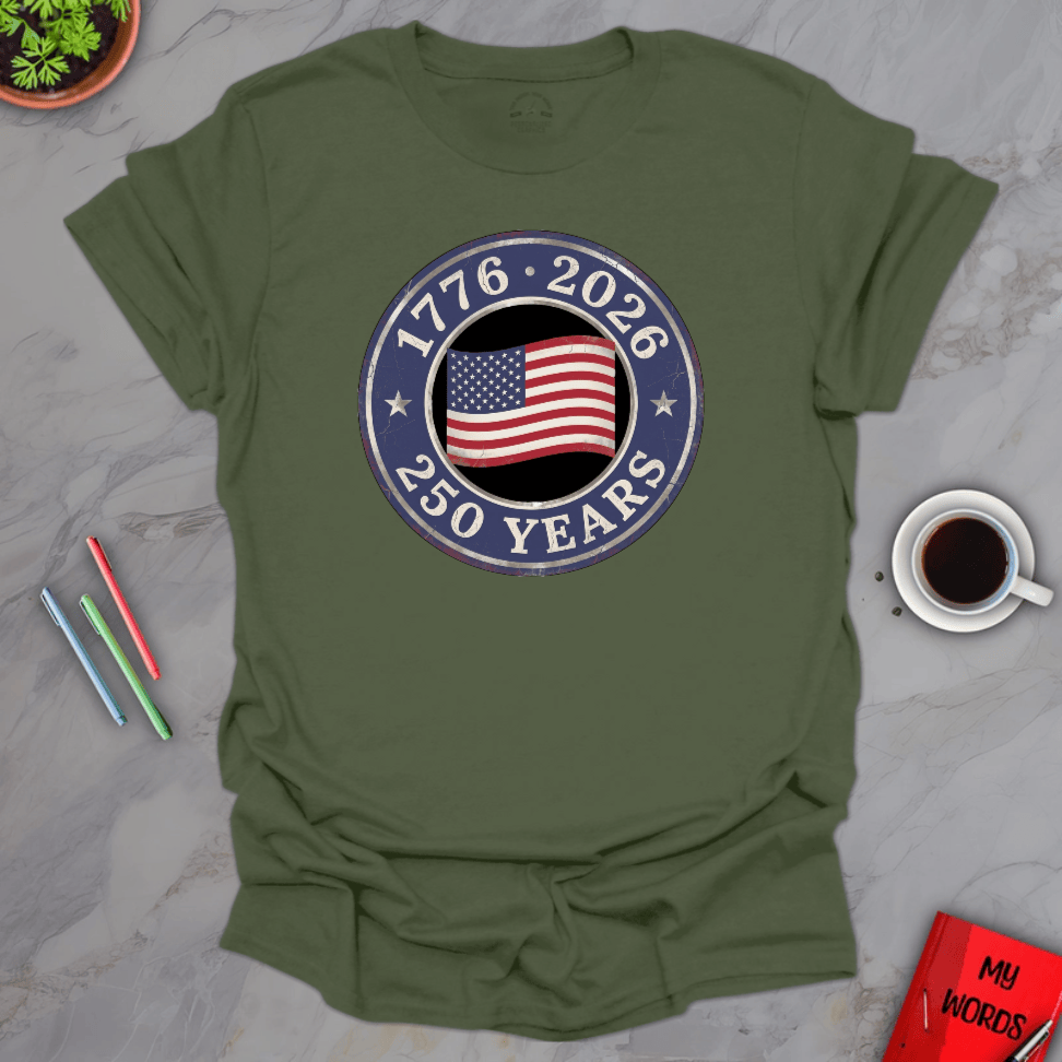 Personalized Graphics USA 250th Celebration T-Shirt Military Green / S