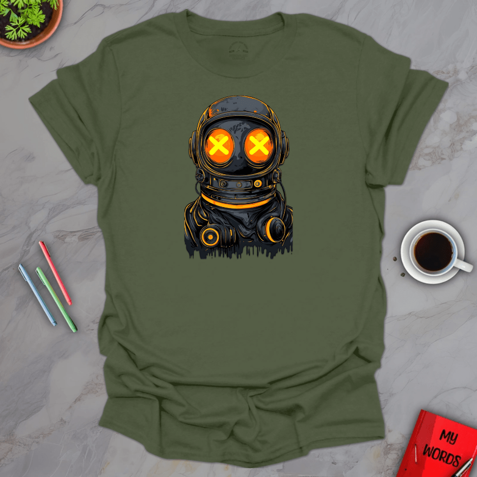 Personalized Graphics Dark Astronaut T-Shirt Military Green / S