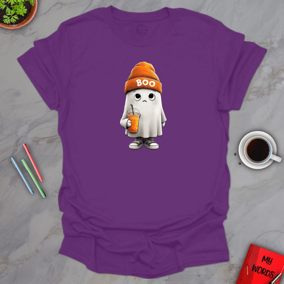 Personalized Graphics Boo Beanie Ghost T-Shirt Purple / S