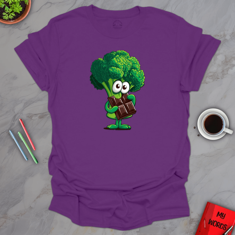 Personalized Graphics Broccoli Eating Chocolate T-Shirt Purple / S