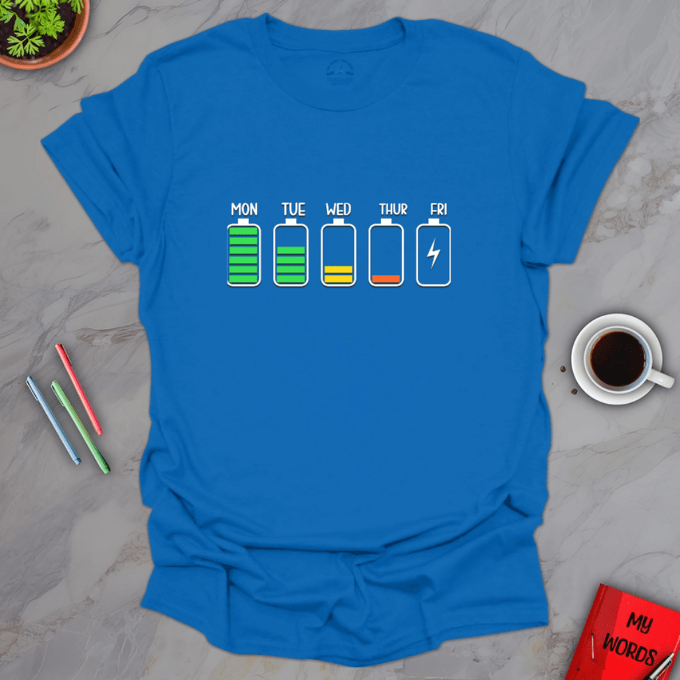 Personalized Graphics Battery Life T-Shirt Royal / S
