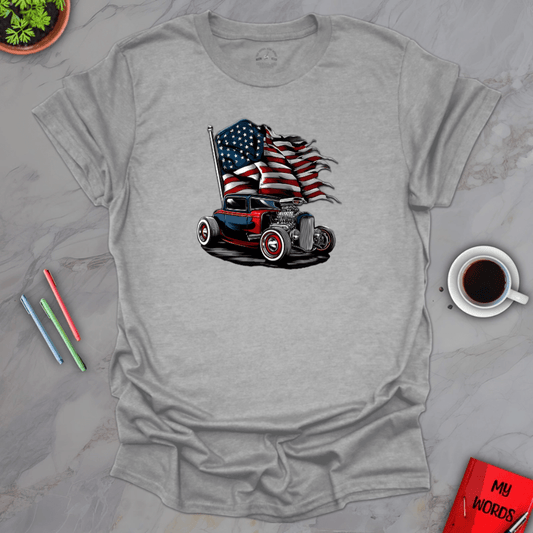 Personalized Graphics Patriotic Hot Rod T-Shirt Sport Grey / S