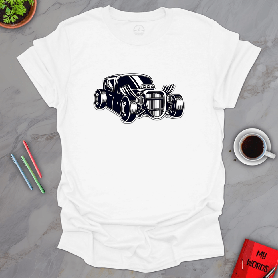 Personalized Graphics Old School Hot Rod T-Shirt White / S