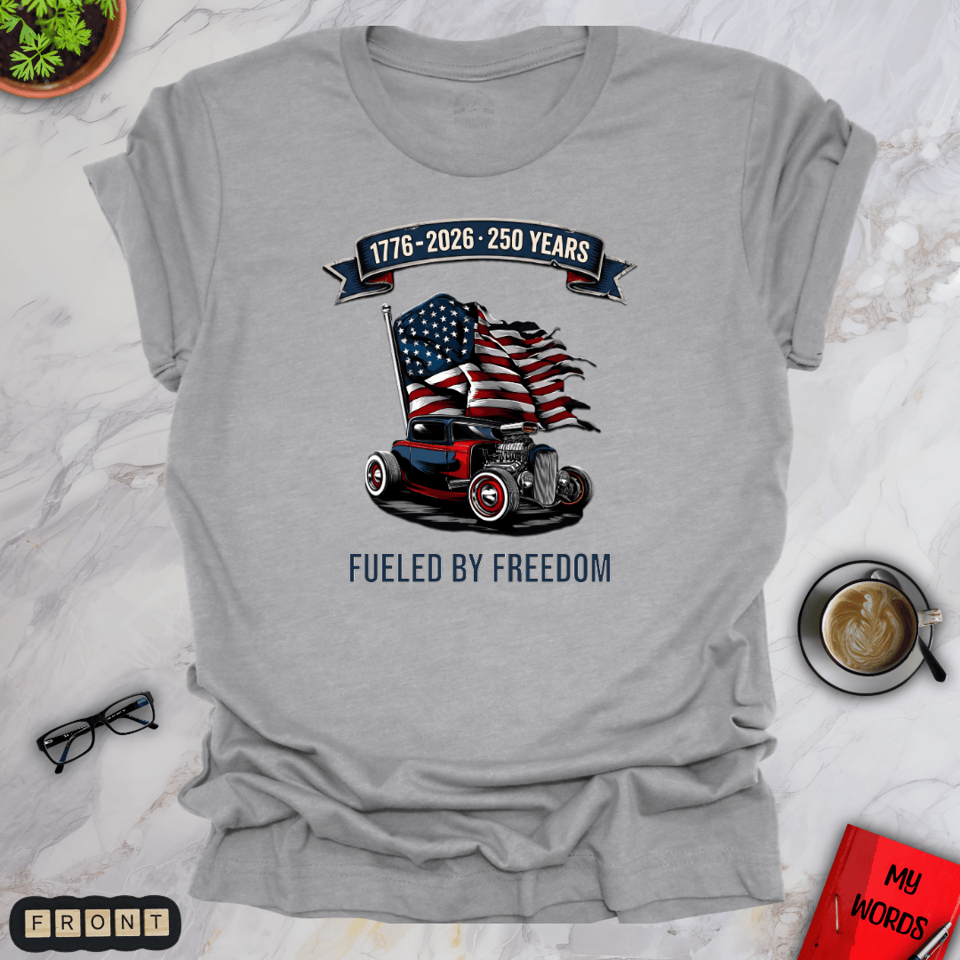 Personalized Graphics Fueled By Freedom Premium T-Shirt Athletic Heather / S