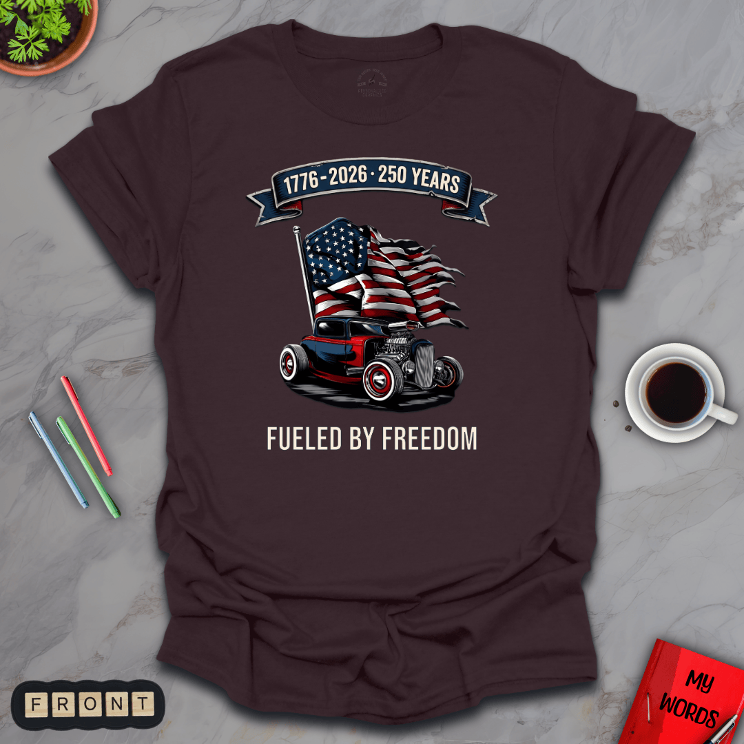 Personalized Graphics Fueled By Freedom T-Shirt Dark Chocolate / S