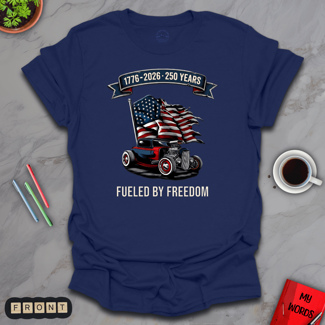Personalized Graphics Fueled By Freedom T-Shirt Navy / S