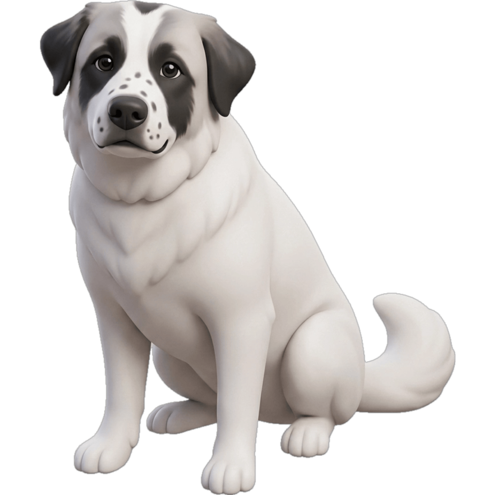White dog with black patches on a transparent background